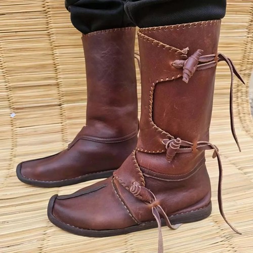 Medieval leather boots - leather, |