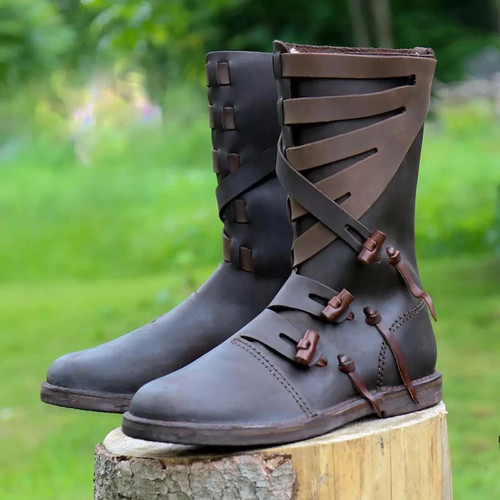 Medieval leather boots - leather, |