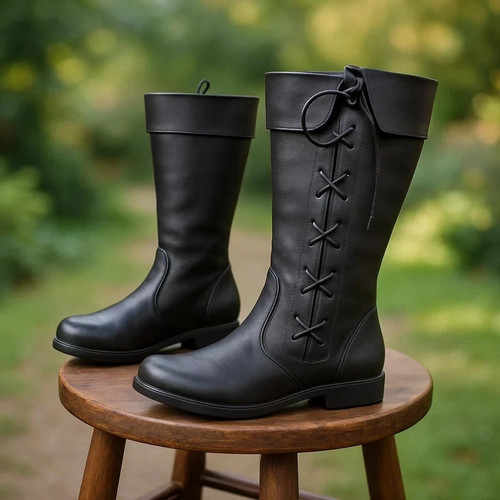 Medieval leather boots - leather,