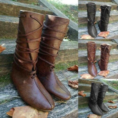 Medieval viking leather boots - leather,