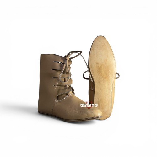 Medieval lace leather boots - medieval,